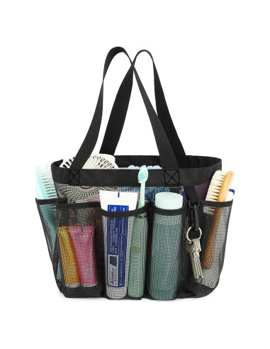 Caddy de Ducha Fammart Portátil con 7 Bolsillos Negros