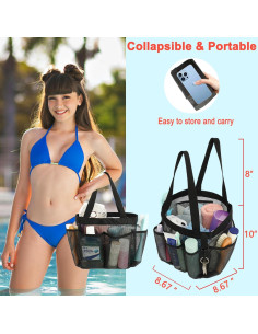 Caddy de Ducha Fammart Portátil con 7 Bolsillos Negros 2