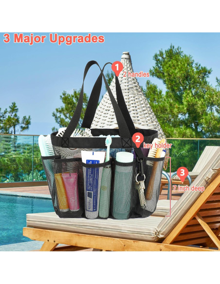 Caddy de Ducha Fammart Portátil con 7 Bolsillos Negros