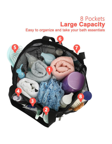 Caddy de Ducha Fammart Portátil con 7 Bolsillos Negros