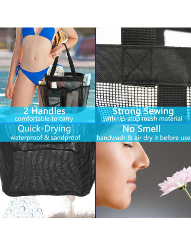 Caddy de Ducha Fammart Portátil con 7 Bolsillos Negros