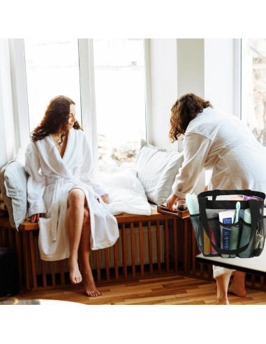 Caddy de Ducha Fammart Portátil con 7 Bolsillos Negros