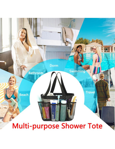 Caddy de Ducha Fammart Portátil con 7 Bolsillos Negros