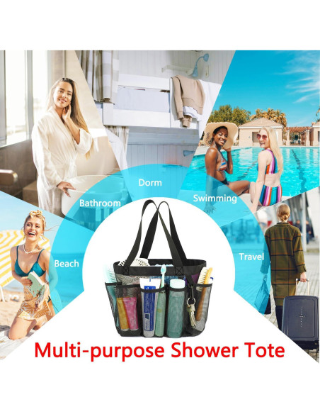 Caddy de Ducha Fammart Portátil con 7 Bolsillos Negros