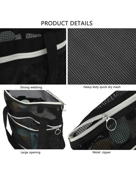 Caddy de Ducha Portátil GYEUKHAM Negro 30x10 cm Secado Rápido