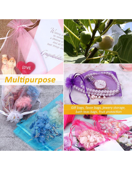 100 Bolsas de Organza 10x15 cm Blancas para Regalos