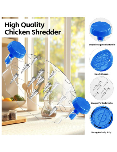 Desmenuzador de Pollo LIDIFC Grande con Cepillo - Azul