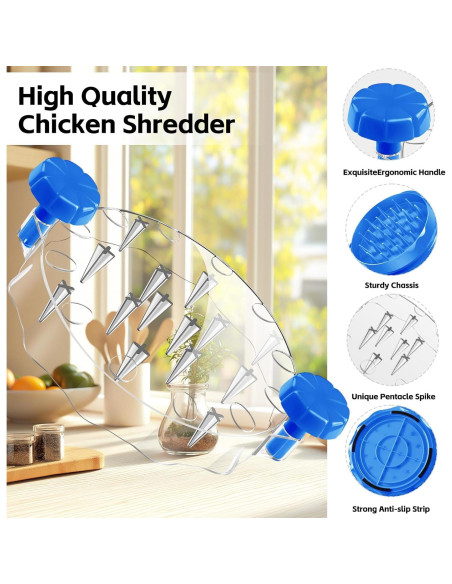 Desmenuzador de Pollo LIDIFC Grande con Cepillo - Azul