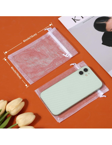 Bolsas de Organza Transparente Hopttreely Blancas 10x15 cm 50PCS