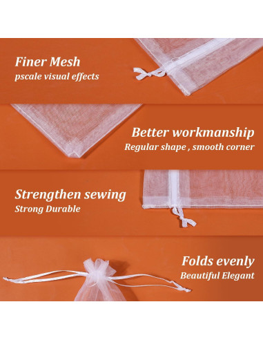 Bolsas de Organza Transparente Hopttreely Blancas 10x15 cm 50PCS
