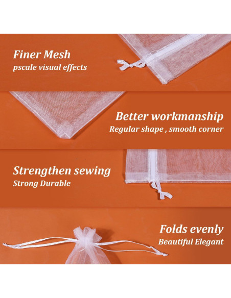 Bolsas de Organza Transparente Hopttreely Blancas 10x15 cm 50PCS