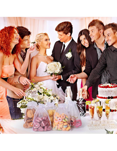 Bolsas de Organza Transparente Hopttreely Blancas 10x15 cm 50PCS