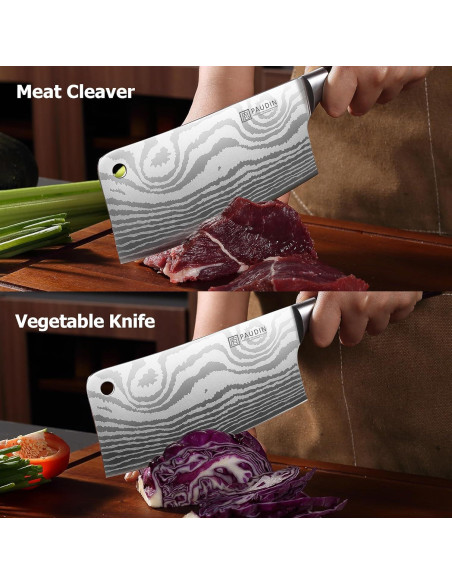 Cuchillo Cleaver PAUDIN 30.4 cm Acero Inoxidable Mango Madera