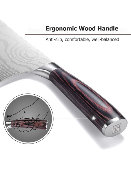 Cuchillo Cleaver PAUDIN 30.4 cm Acero Inoxidable Mango Madera