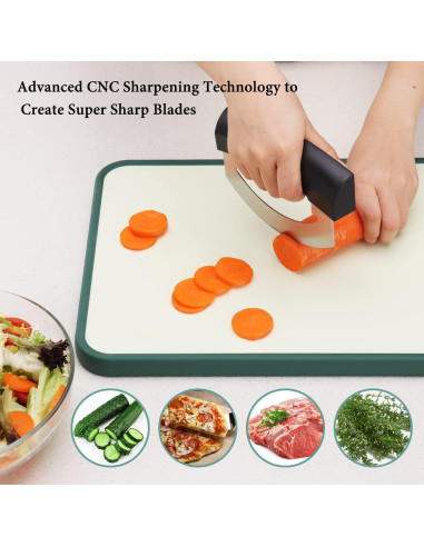 Cuchillo Mezzaluna KITCHENDAO Doble Hoja Acero Inoxidable