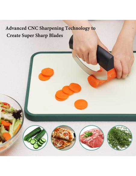 Cuchillo Mezzaluna KITCHENDAO Doble Hoja Acero Inoxidable