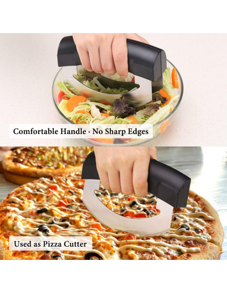 Cuchillo Mezzaluna KITCHENDAO Doble Hoja Acero Inoxidable