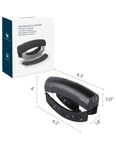 Cuchillo Mezzaluna KITCHENDAO Doble Hoja Acero Inoxidable