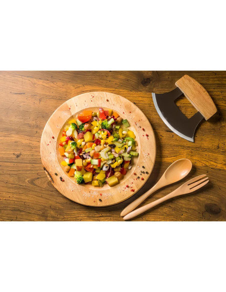 Cuchillo Ulu de Alaska Senvasfa 15,24 cm con soporte de madera