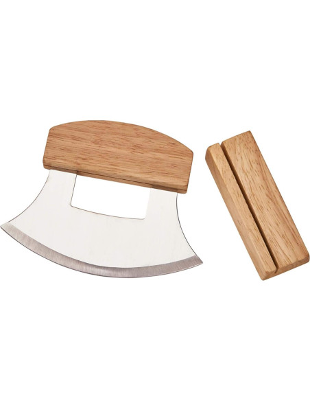 Cuchillo Ulu de Alaska Senvasfa 15,24 cm con soporte de madera