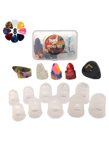 Set de Protectores de Dedo y Picks para Guitarra Silicona