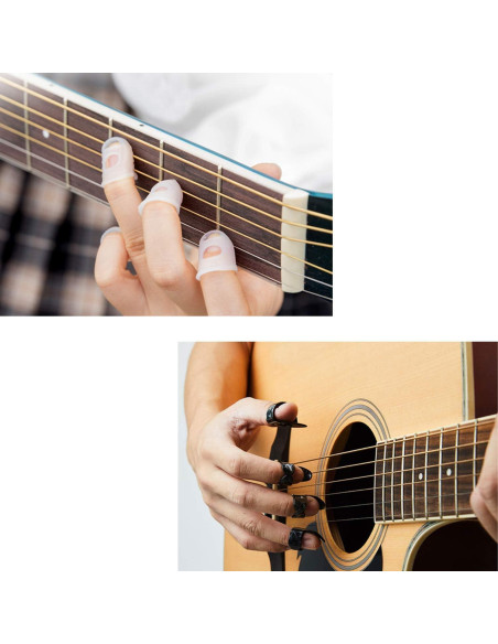 Set de Protectores de Dedo y Picks para Guitarra Silicona