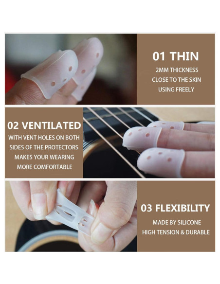 Set de Protectores de Dedo y Picks para Guitarra Silicona