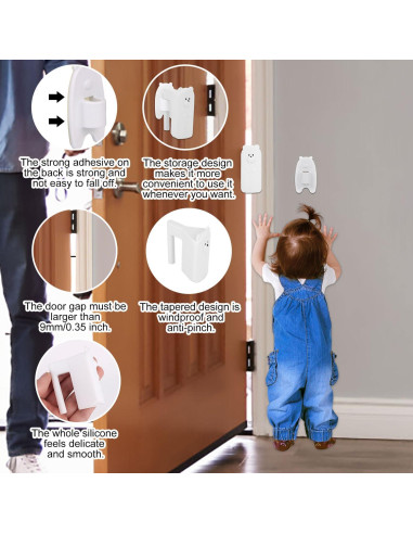 2 Protectores de Puerta para Bebés BOXOB Silicona Blanco