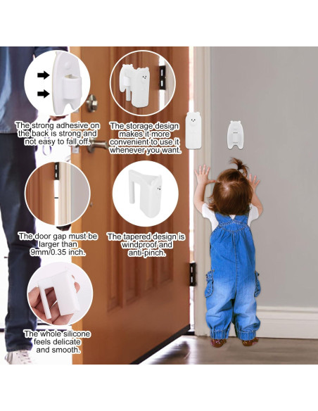 2 Protectores de Puerta para Bebés BOXOB Silicona Blanco