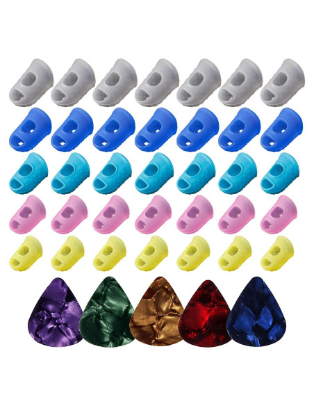 40 Protectores de Dedo de Silicona para Guitarra Multicolor