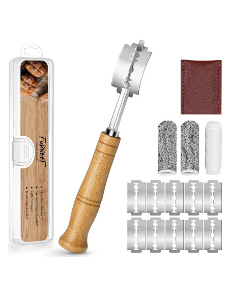 Cortador de Pan Furneet con 11 Cuchillas y Mango de Madera