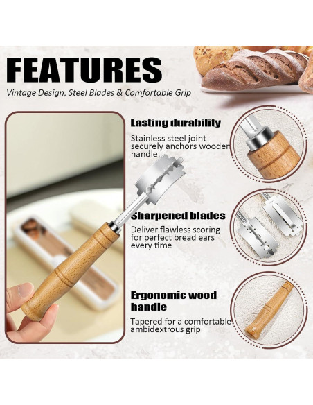 Cortador de Pan Furneet con 11 Cuchillas y Mango de Madera