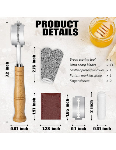 Cortador de Pan Furneet con 11 Cuchillas y Mango de Madera