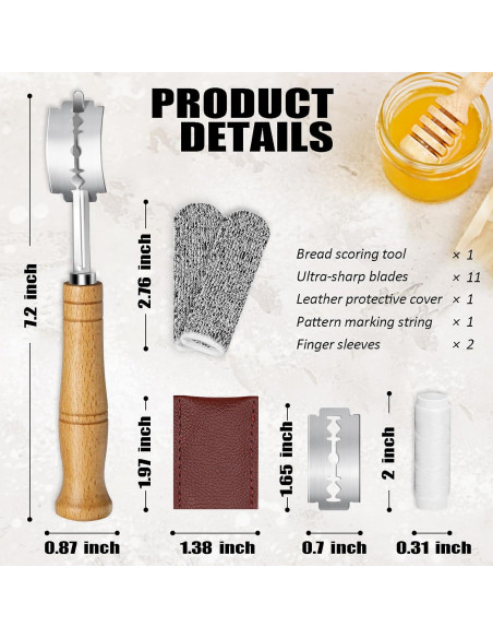 Cortador de Pan Furneet con 11 Cuchillas y Mango de Madera