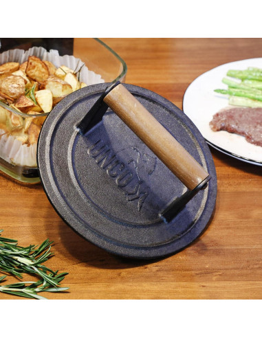 Prensa de Parrilla de Hierro Fundido UNCO 21.6 cm Mango de Madera
