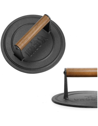 Prensa de Parrilla de Hierro Fundido UNCO 21.6 cm Mango de Madera