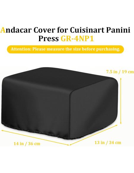 Funda Impermeable Andacar para Cuisinart Panini Press GR-4NP1