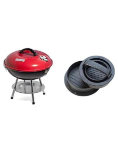Parrilla de Carbón Portátil Cuisinart 36.8 cm Rojo + Prensa 3-en-1