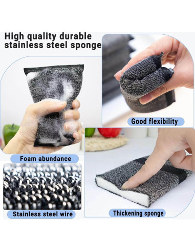 Esponjas de Acero Inoxidable EdgeVue - Paquete de 6