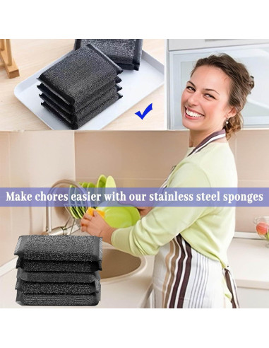 Esponjas de Acero Inoxidable EdgeVue - Paquete de 6