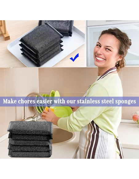 Esponjas de Acero Inoxidable EdgeVue - Paquete de 6