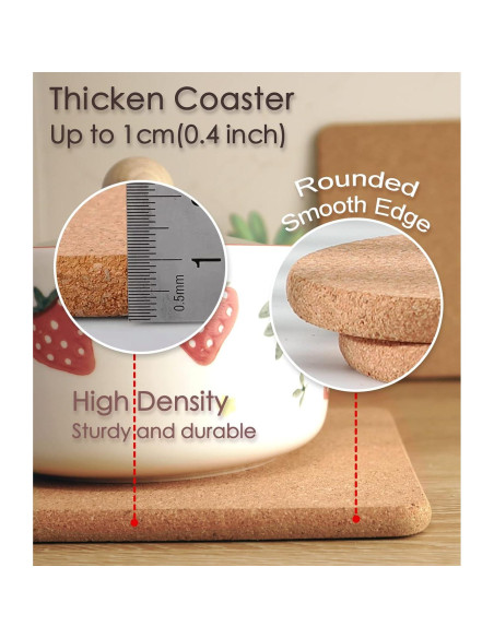 Trivete de Corcho KITLAB 20 cm Resistente al Calor - 4 Pcs