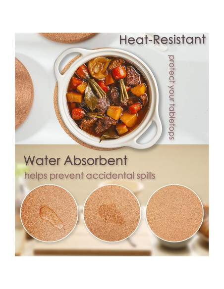 Trivete de Corcho KITLAB 20 cm Resistente al Calor - 4 Pcs