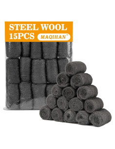 Almohadillas de lana de acero 0000 MAQIHAN 15 piezas 6.5 cm