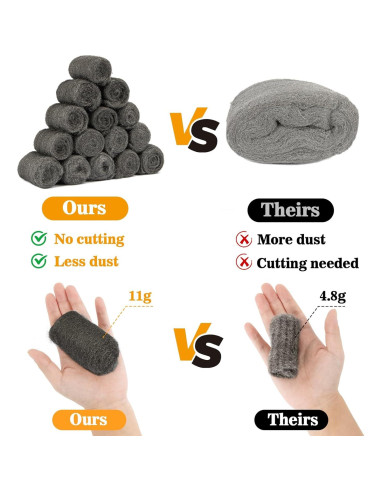 Almohadillas de lana de acero 0000 MAQIHAN 15 piezas 6.5 cm