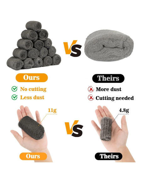 Almohadillas de lana de acero 0000 MAQIHAN 15 piezas 6.5 cm