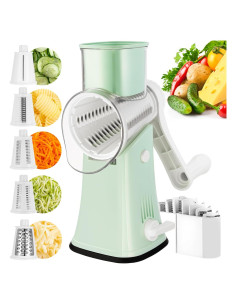 Rallador de Queso VEKAYA 5 en 1 Acero Inoxidable Verde Claro