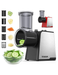 Rallador de Queso Eléctrico VVAKAM 300W 5 Cuchillas Negro
