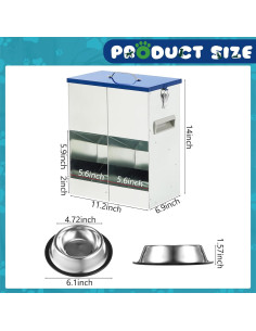 Comedero Automático Qinyoung para 2 Gatos 10L Acero Inoxidable 2