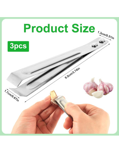 3 Piezas Pelador de Ajo Acero Inoxidable NQEUEPN
